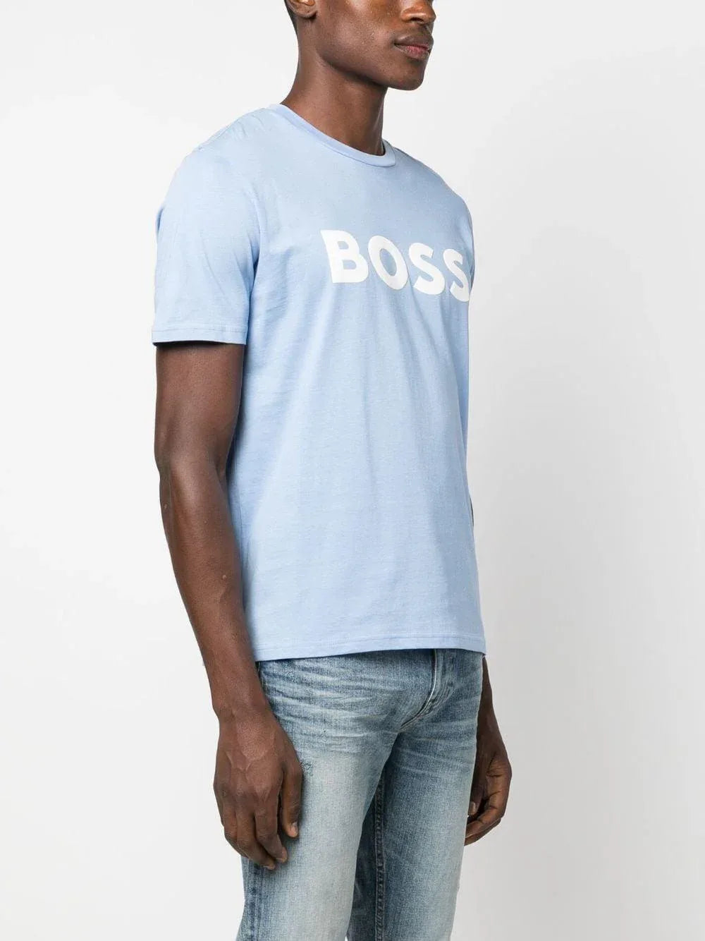 T-shirt celeste logo stampa - Preludio Moda