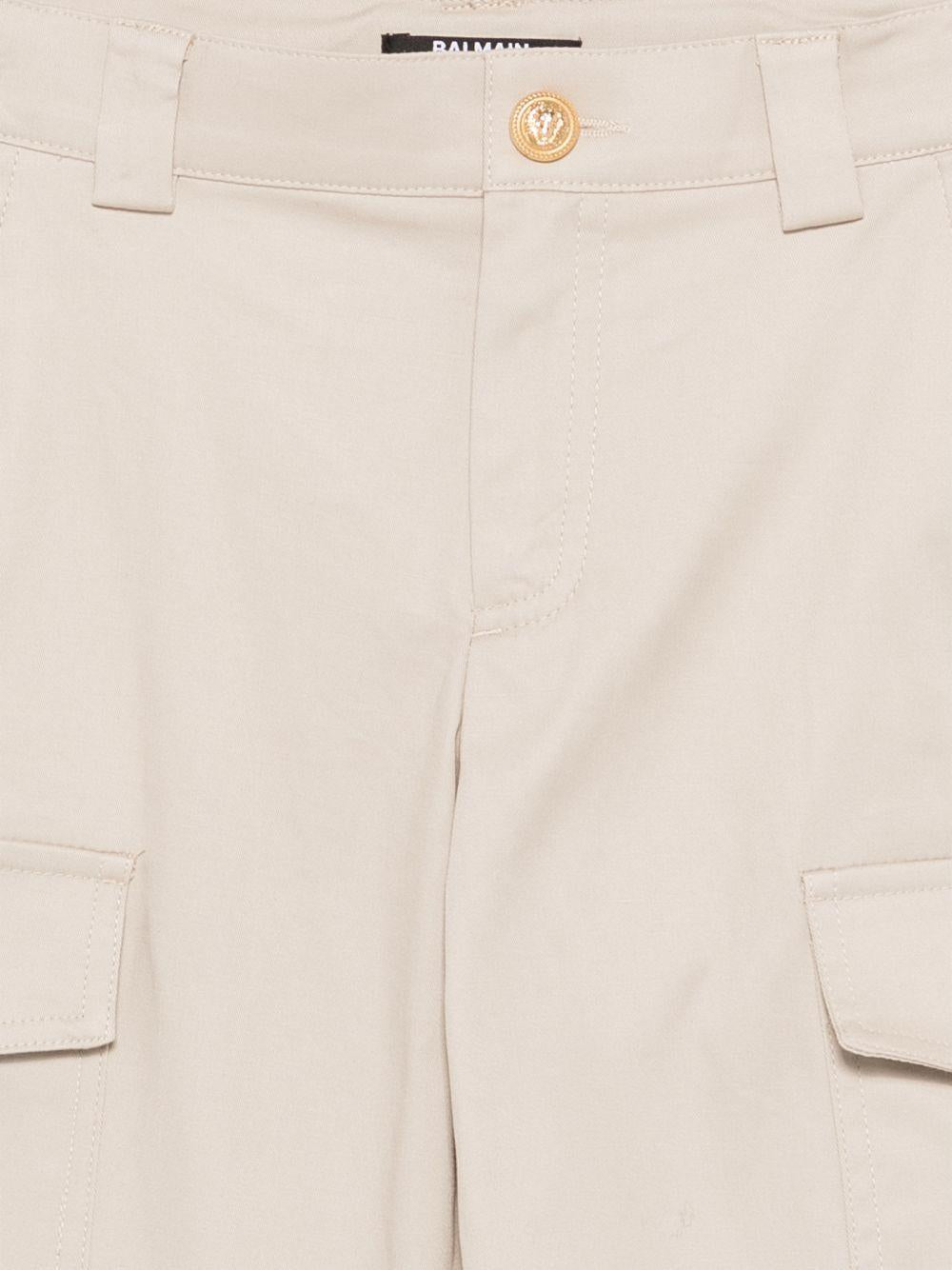 Pantaloni cargo beige con tasche a pattina BY6R00G0197 107 BALMAIN KIDS