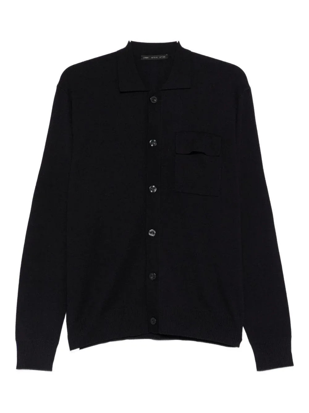 Cardigan blu con colletto stile polo e chiusura a bottoni - Preludio Moda