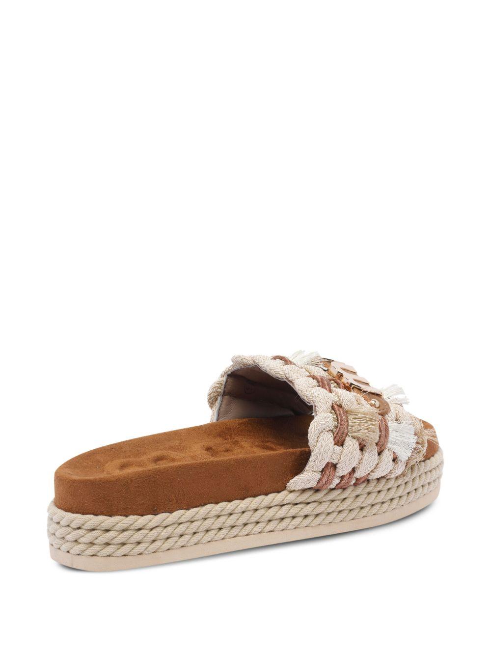 Monoband rope sandal fringes beige