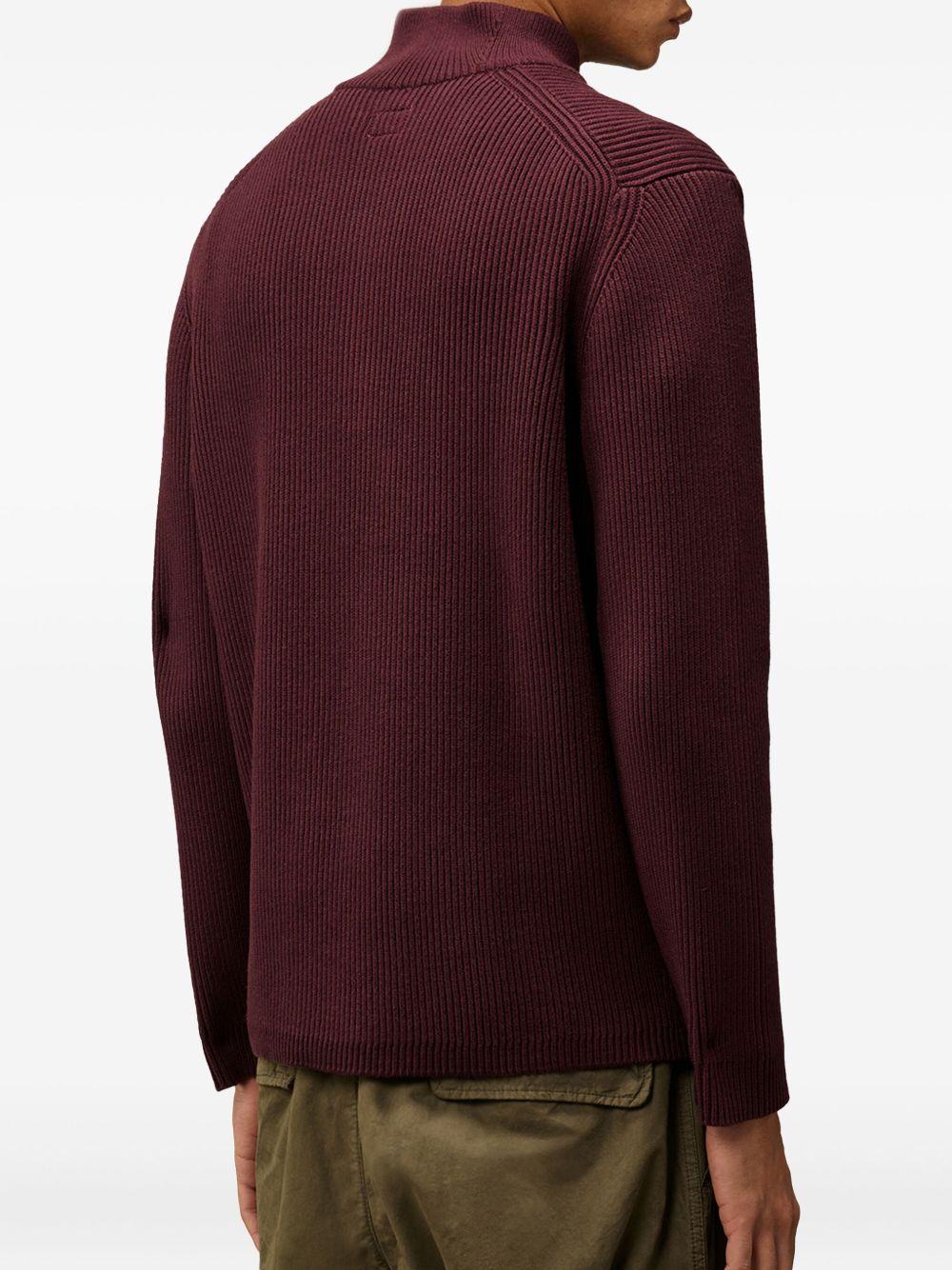 Maglione a coste viola mezza zip 17CMKN185A006608A 790 CP COMPANY