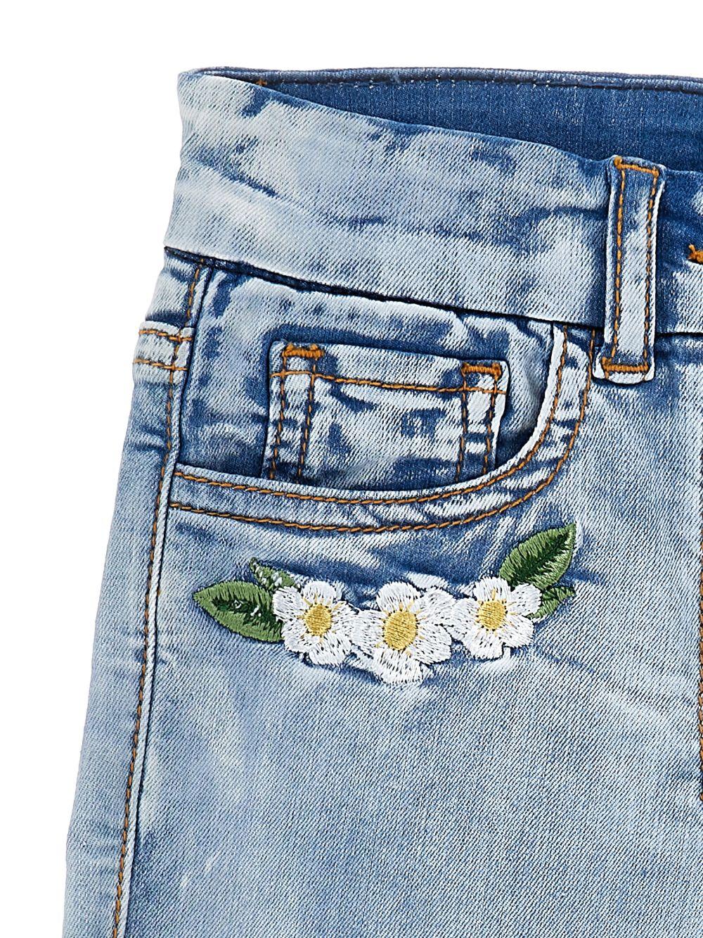 Shorts in denim con ricami floreali 19G4167013 0062 MONNALISA KIDS