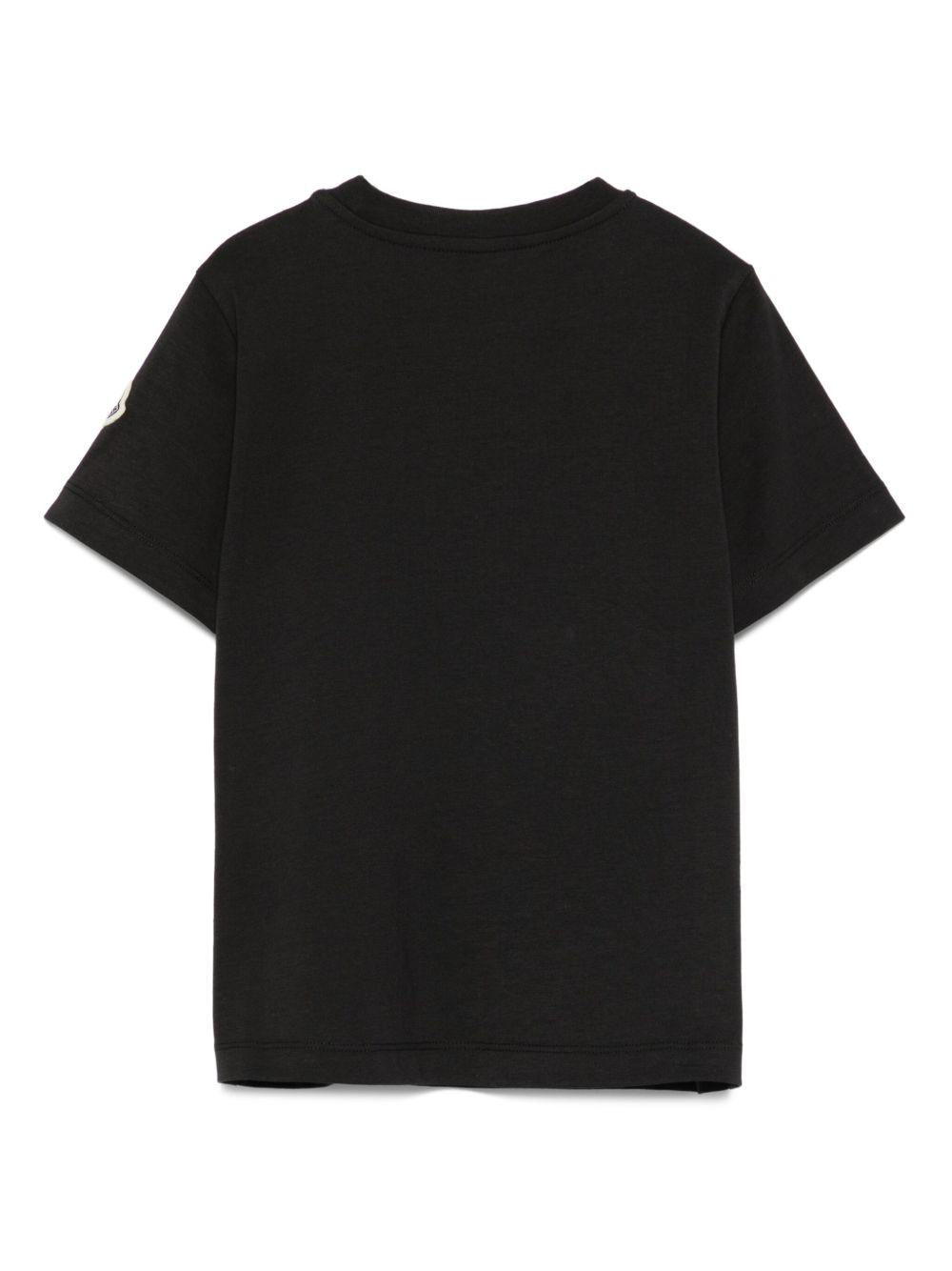 T-shirt in Cotone Nero con Logo Scarabocchio K29548C0002689AFV 999 MONCLER KIDS