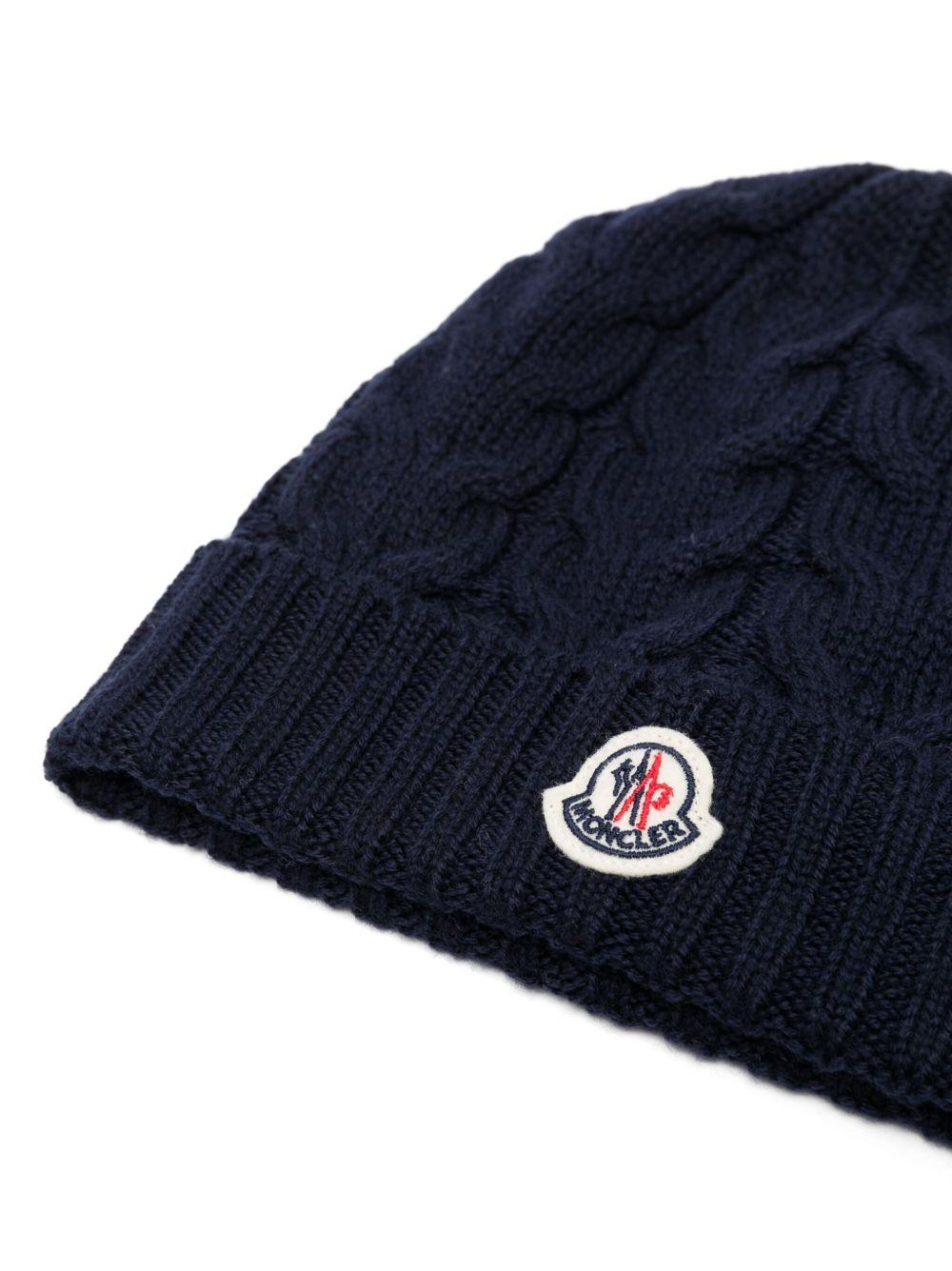 Berretto Merino Blu Notte a Treccia K29543B0002504S02 778 MONCLER KIDS