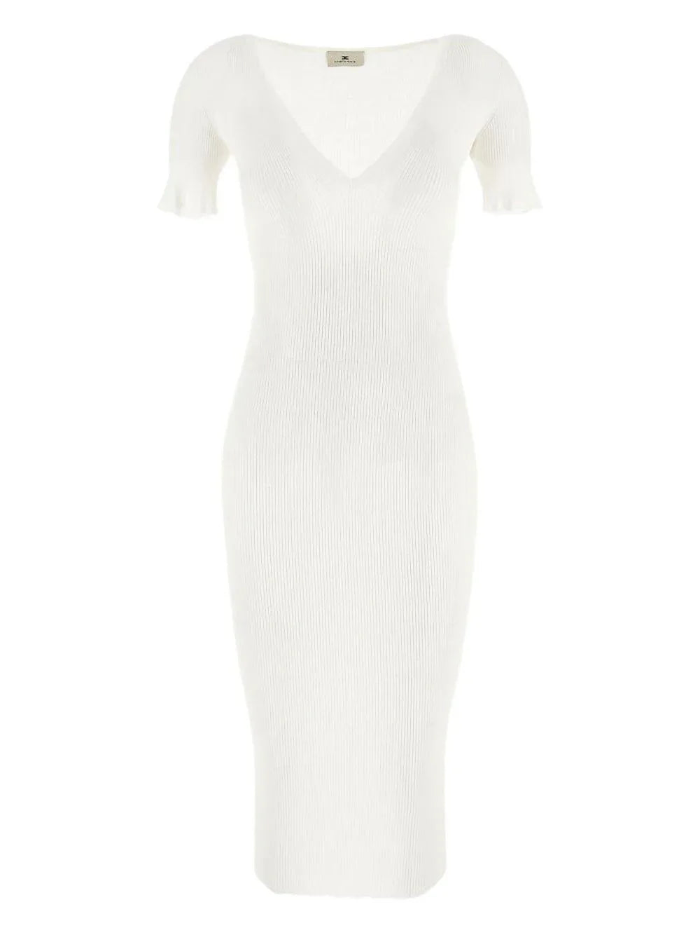 Abito in viscosa a costine con collana avorio - Preludio Moda