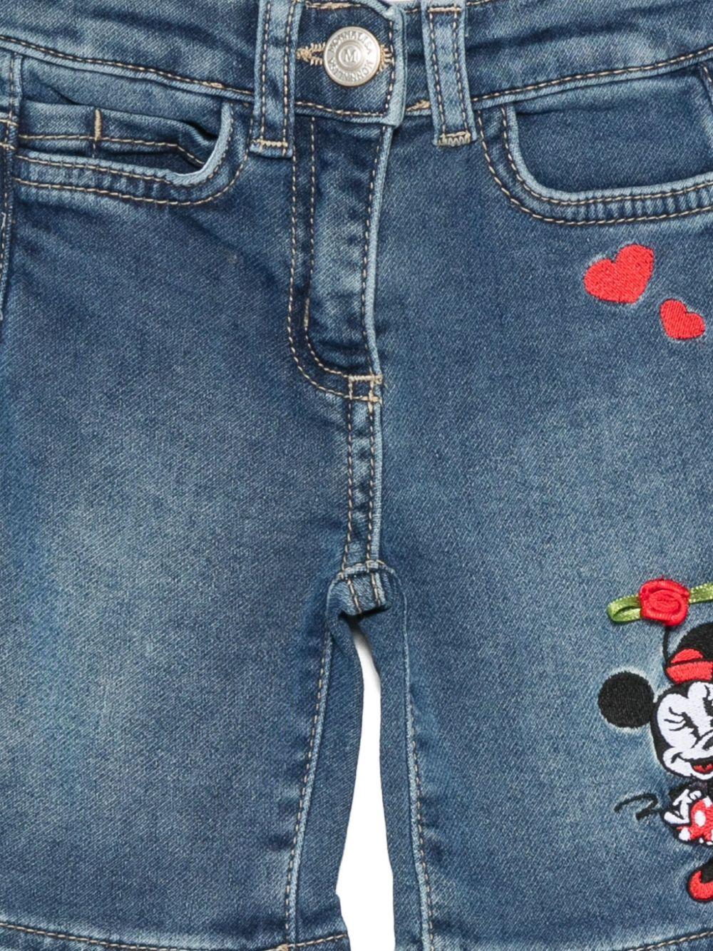 Pantaloni blu Minnie con ruches e ricamo 39F4066043 0055 MONNALISA KIDS