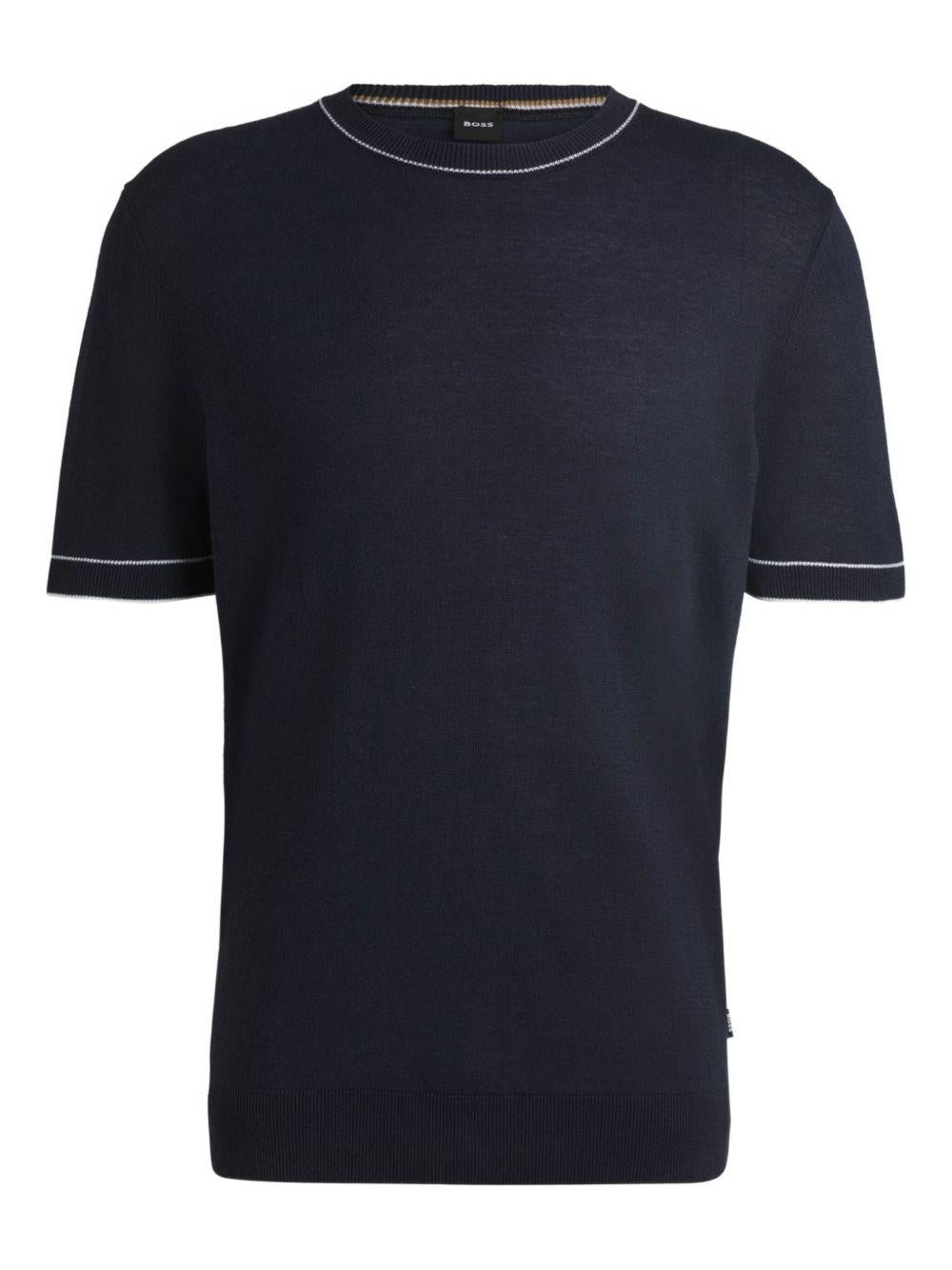 T-shirt in maglia hi-jiovanni blu scuro
