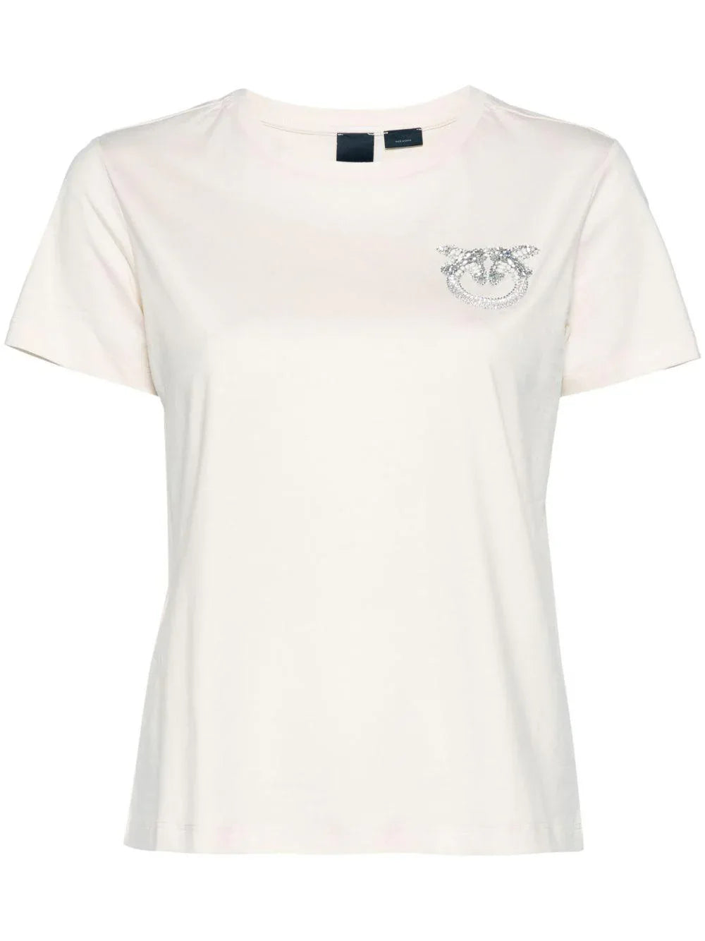 T-shirt Nambrone bianco latte mini logo strass - Preludio Moda