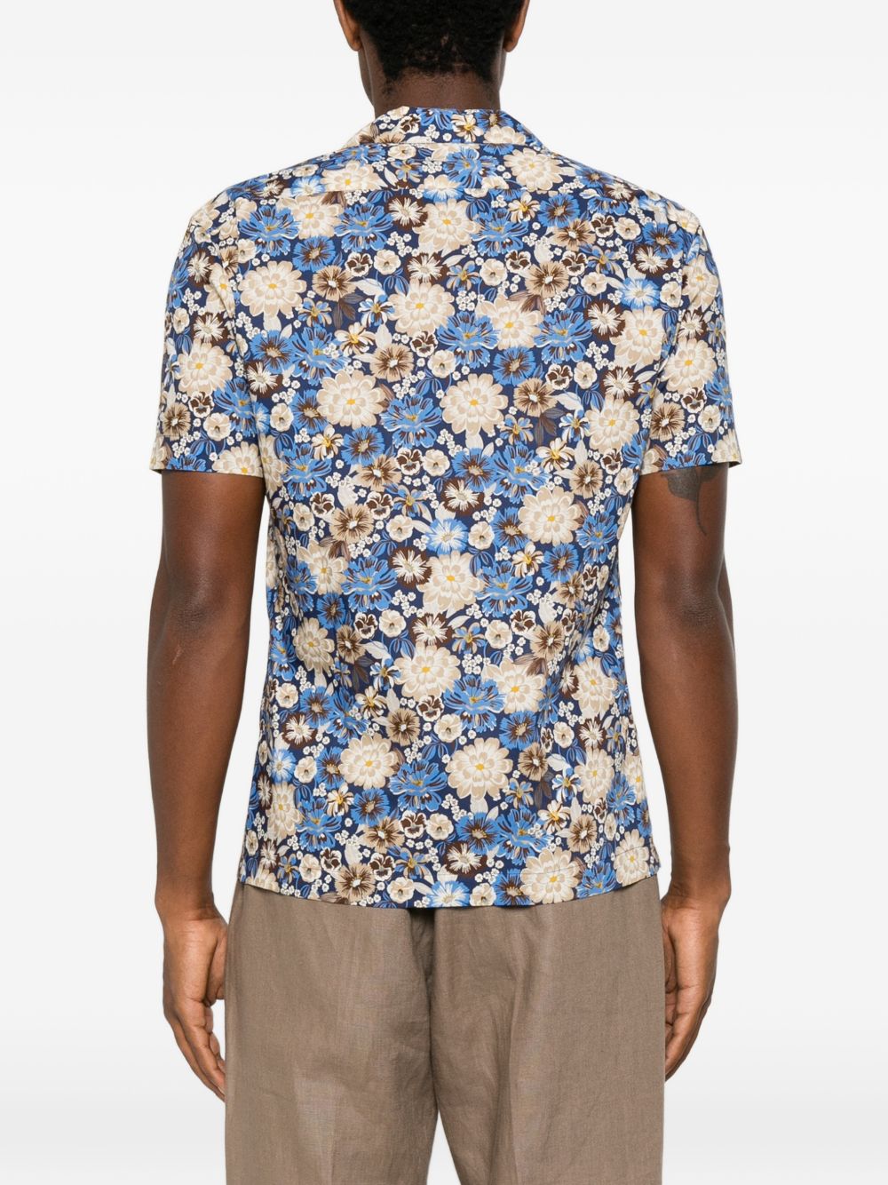 001 Camicia Fnd.blu Fantasia Fiori Beige BS403MM ST8079 001 BRIAN DALES 