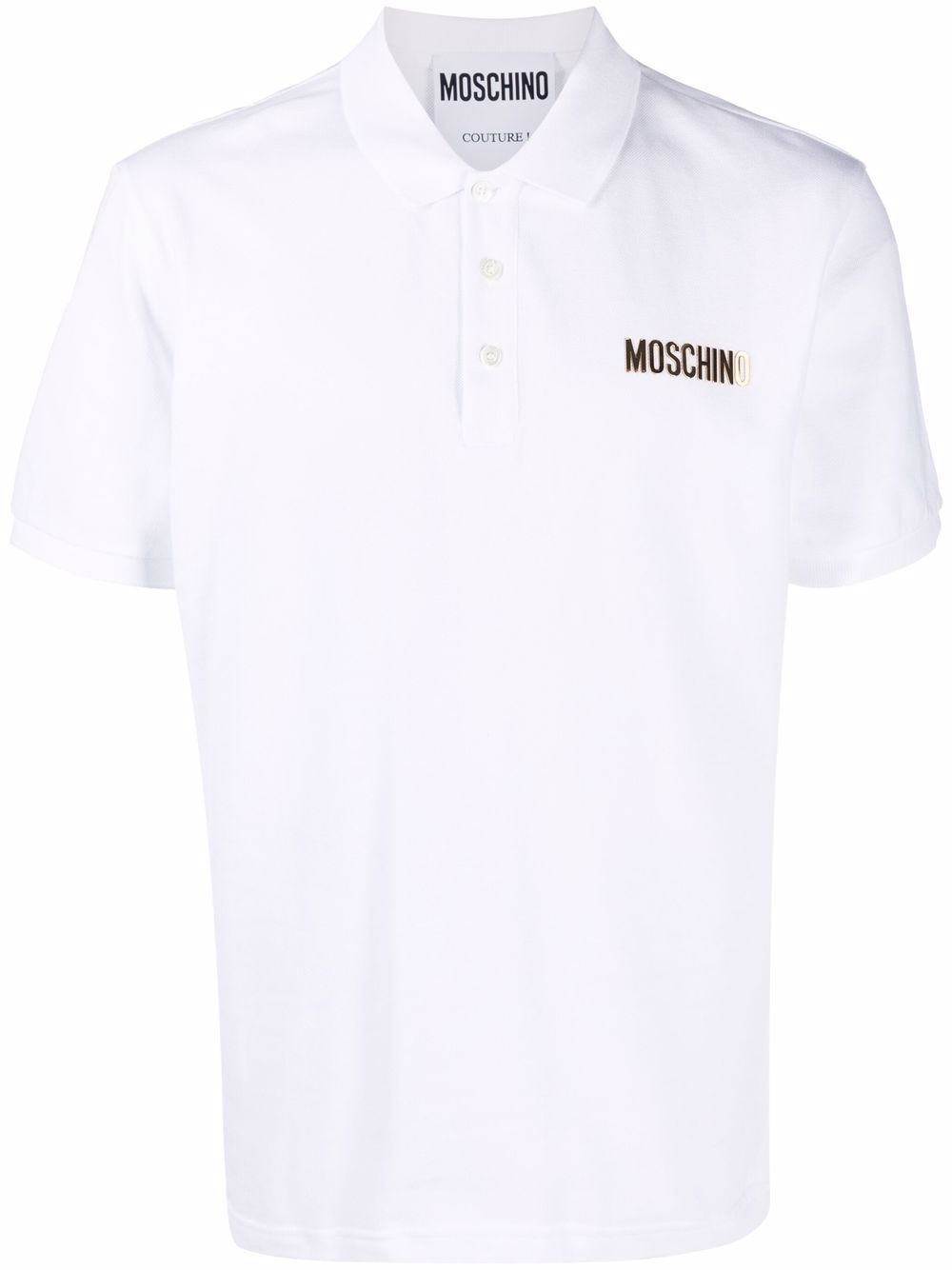 Polo bianca logo oro petto J12070242 0001 MOSCHINO COUT 
