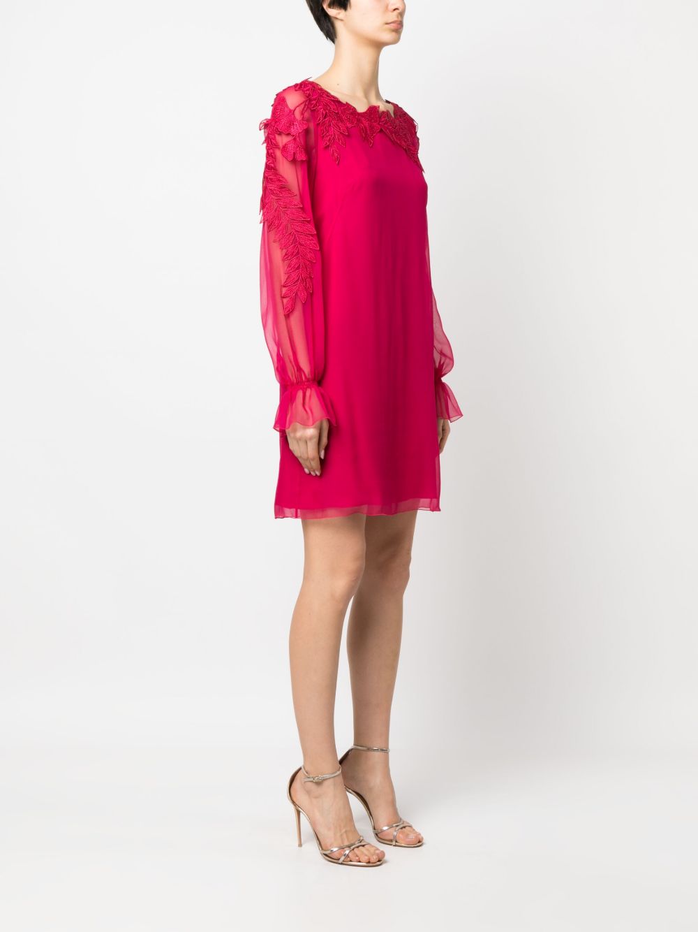 Abito fucsia maniche velate A0456 0114 ROSSO ALBERTA FERRETTI 