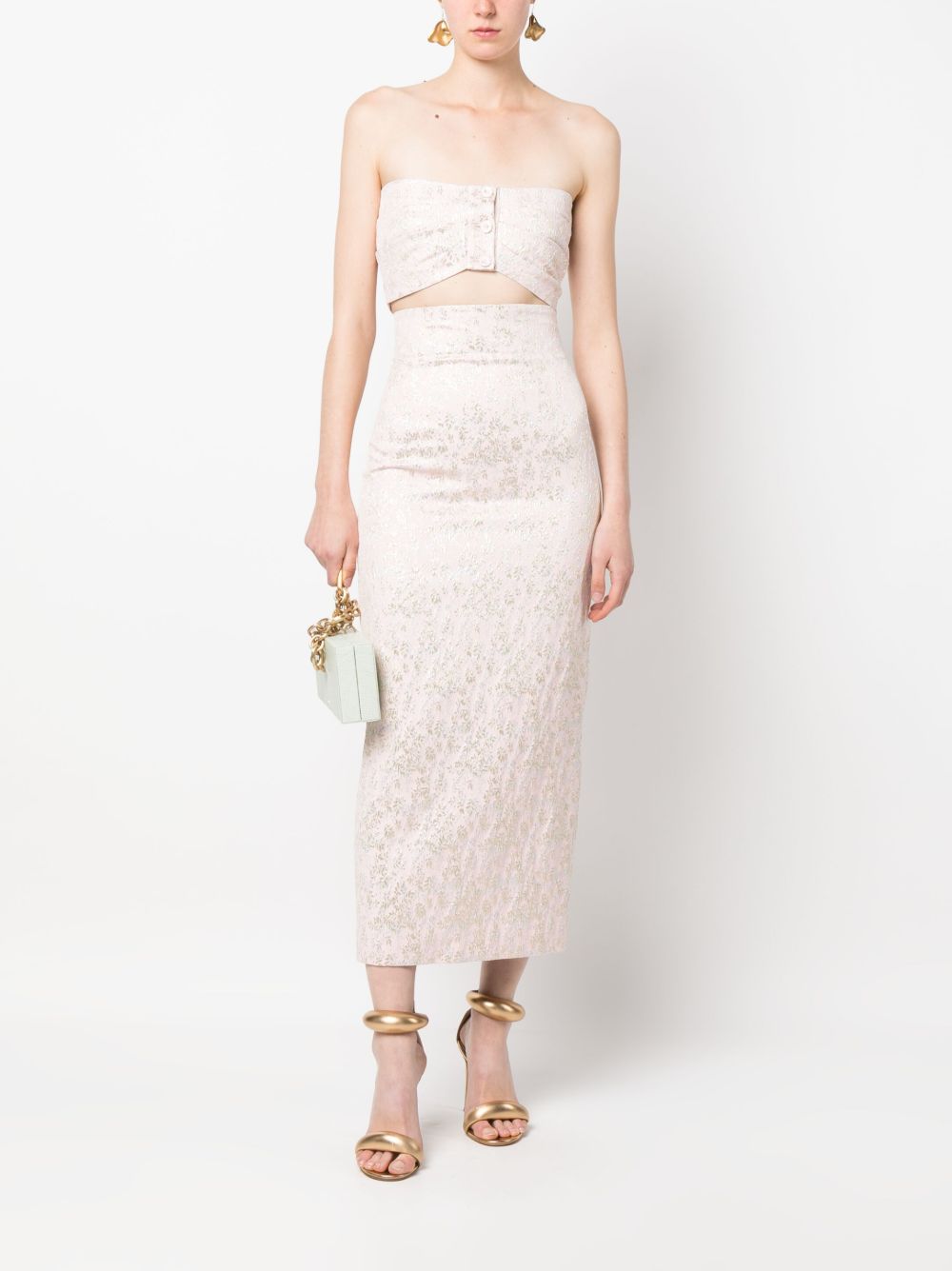 Gonna midi rosa con ricamo satin A0115 2127 1226 PHILOSOPHY DONNA 