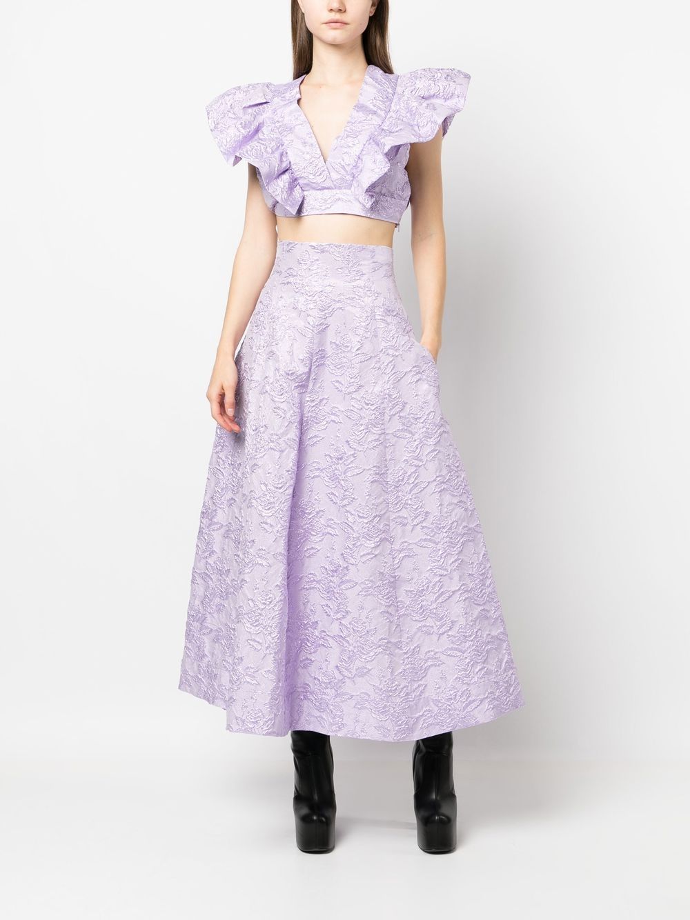 Crop top lilla con ricami e volant A0805 0723 LILLA PHILOSOPHY DONNA 