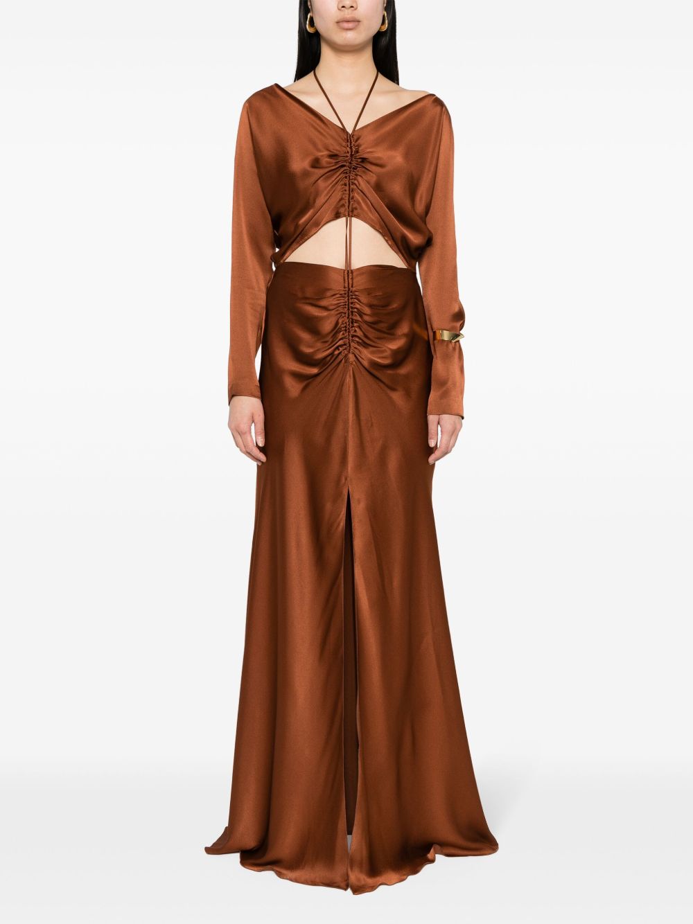 Abito marrone cut-out A04140119 0089 ALBERTA FERRETTI 