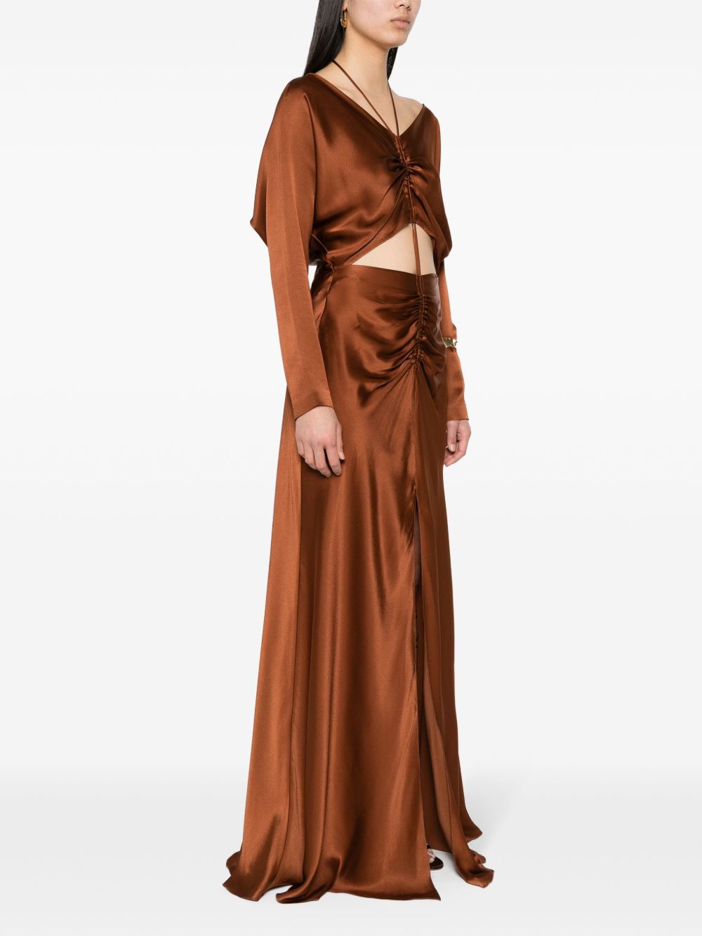 Abito marrone cut-out A04140119 0089 ALBERTA FERRETTI 