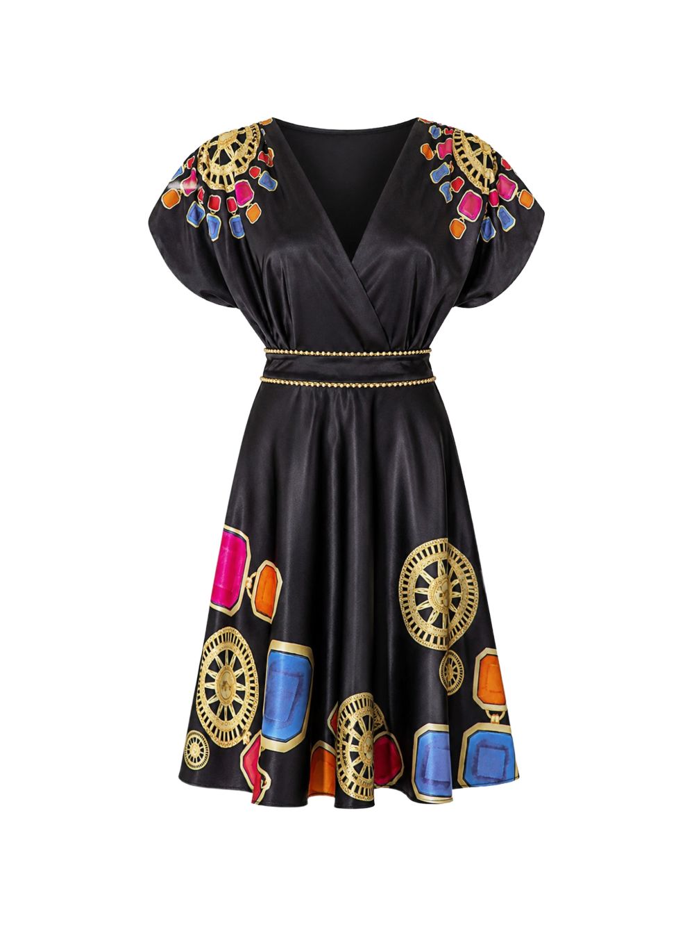 Blusa nera con fantasia <BR/> A4270T PRINT ALLURE 