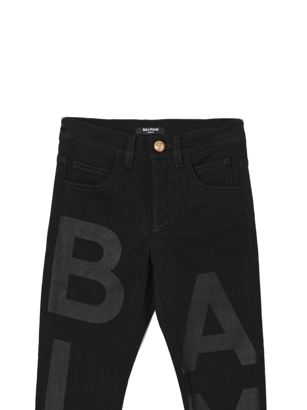Pantalone nero big logo lettering BU6P30D0039 930NE BALMAIN KIDS 