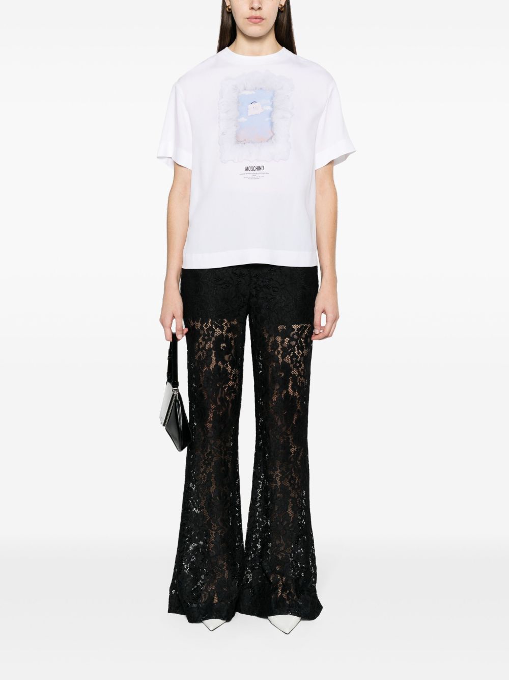 T-shirt bianca con stampa A02160433 1001 MOSCHINO 