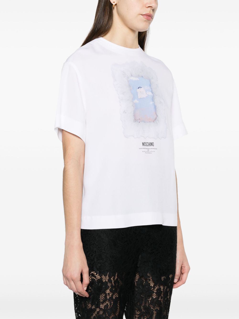 T-shirt bianca con stampa A02160433 1001 MOSCHINO 