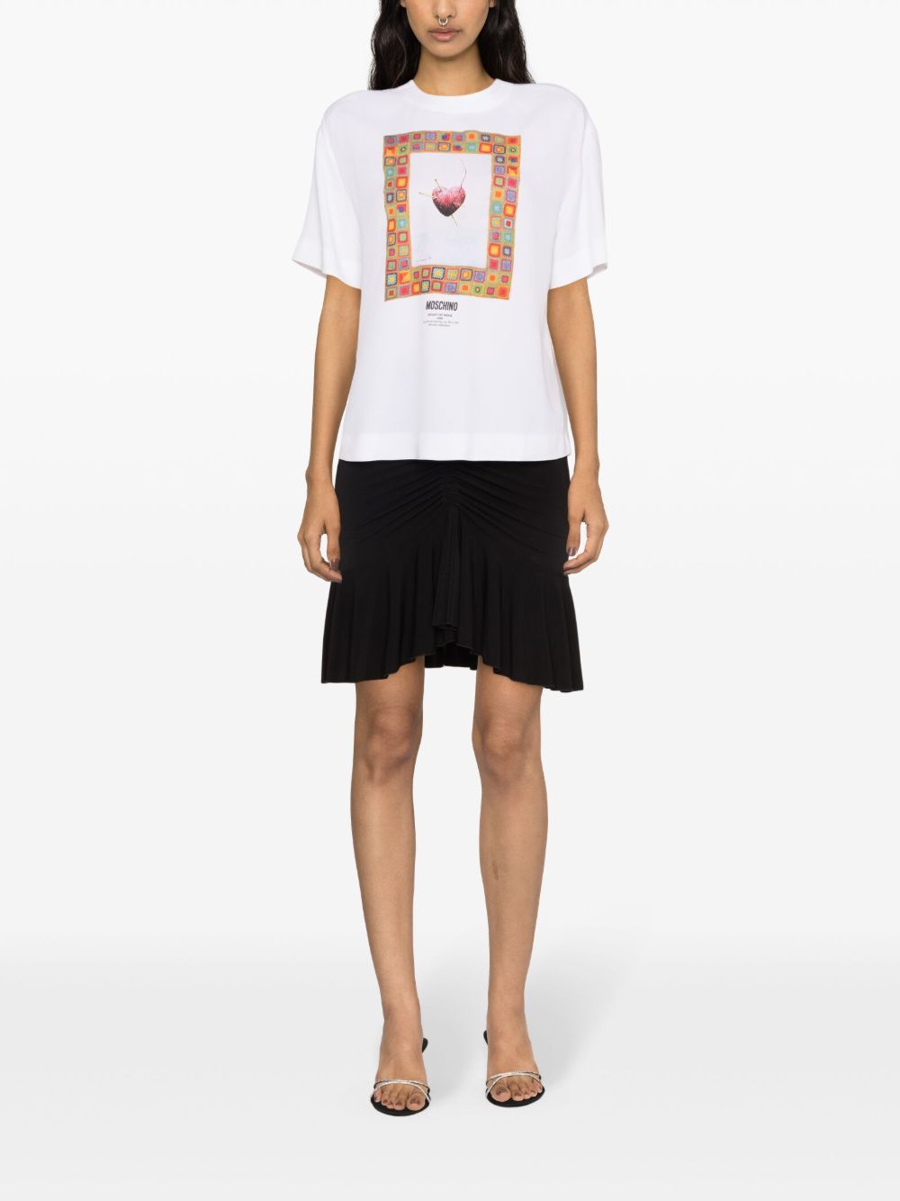 T-shirt bianca con stampa A02170433 1001 MOSCHINO 