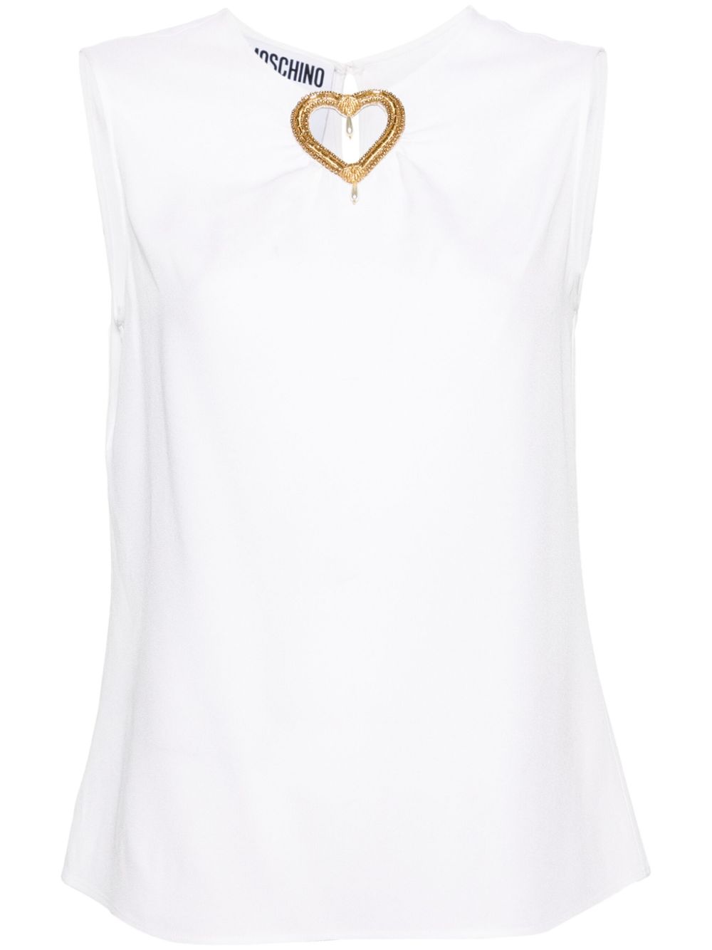 Blusa smanicata bianca cut-out heart A08070433 8001 MOSCHINO 