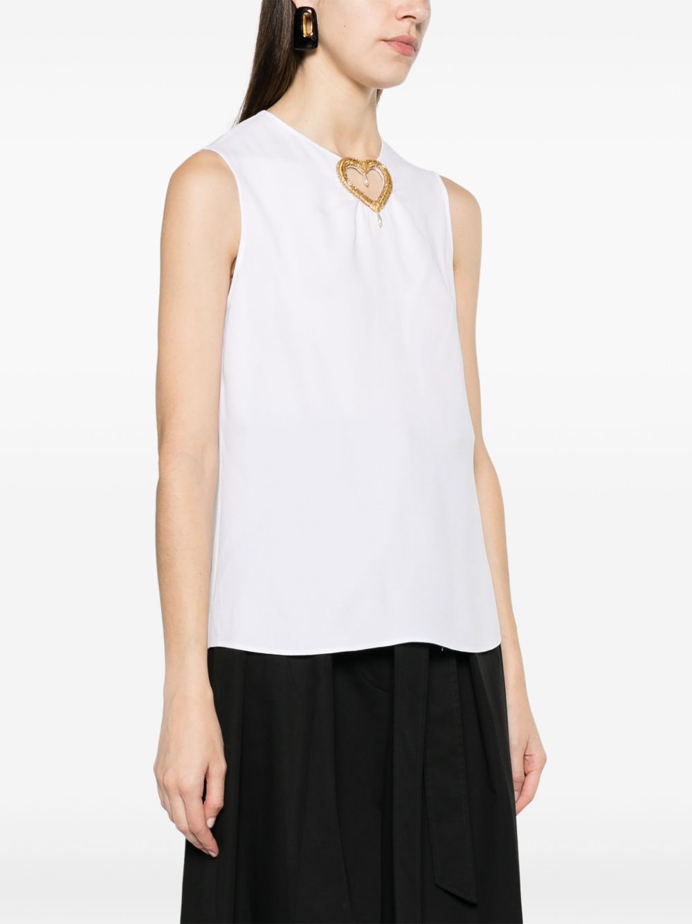 Blusa smanicata bianca cut-out heart A08070433 8001 MOSCHINO 