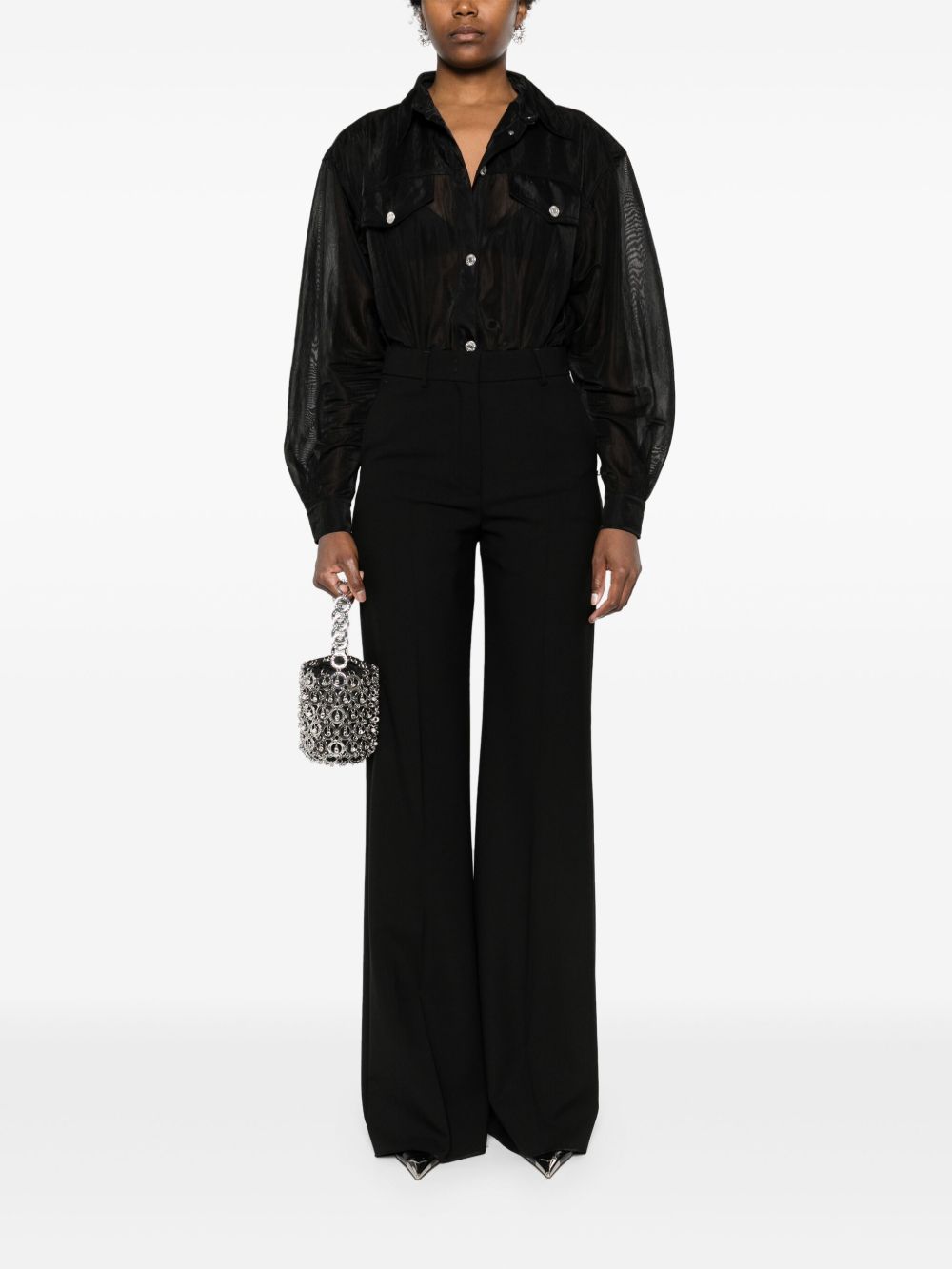 Camicia donna nera semitrasparente A02033266 0555 MOSCHINO JEANS 