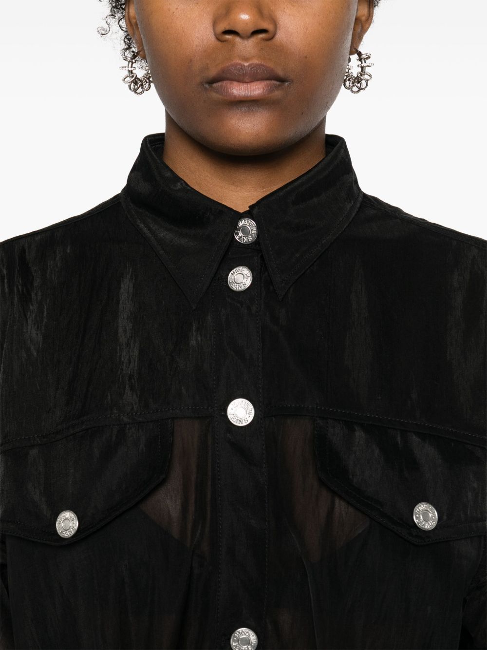 Camicia donna nera semitrasparente A02033266 0555 MOSCHINO JEANS 
