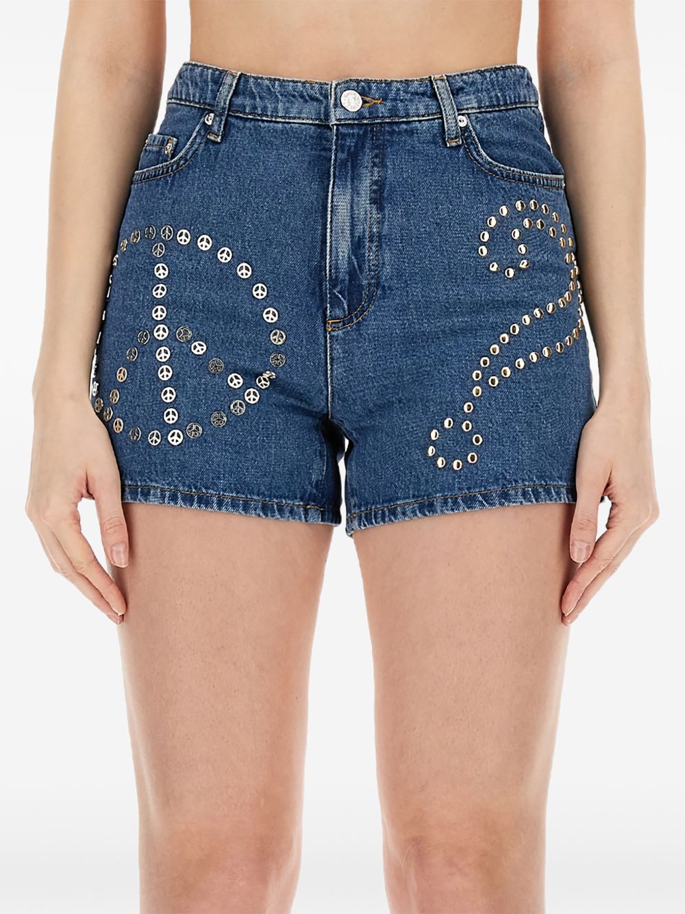 Short denim disegni con borchie A03013735 1282 MOSCHINO JEANS 