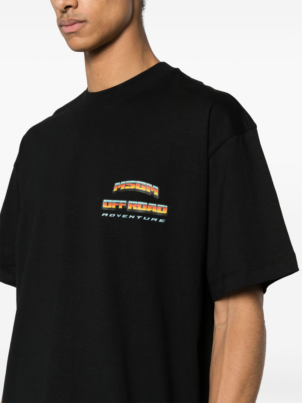 T-shirt nera MSGM OFF ROAD <BR/> 3640MM148247002 99 MSGM 