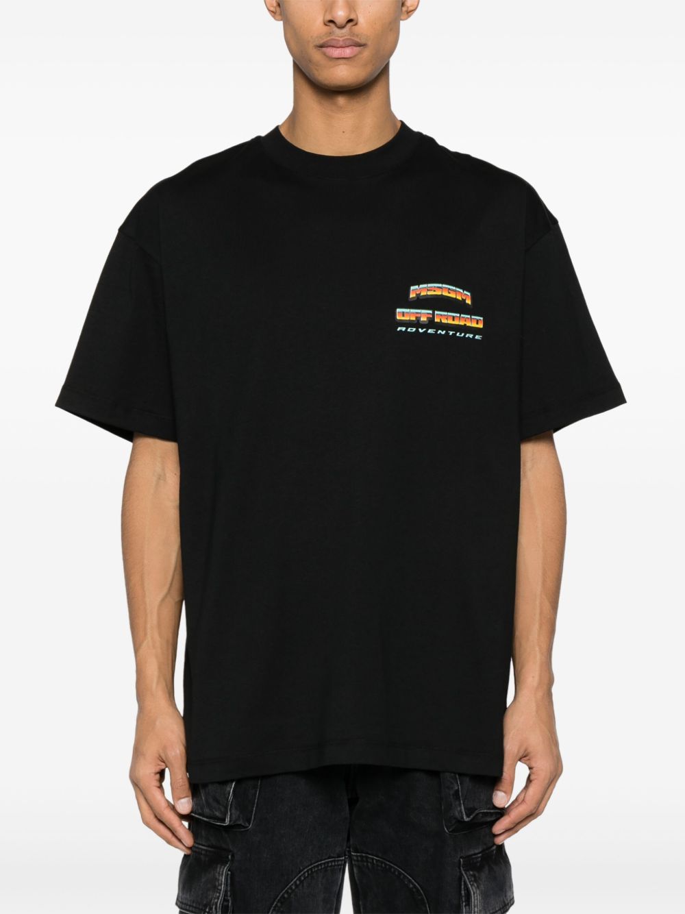T-shirt nera MSGM OFF ROAD <BR/> 3640MM148247002 99 MSGM 