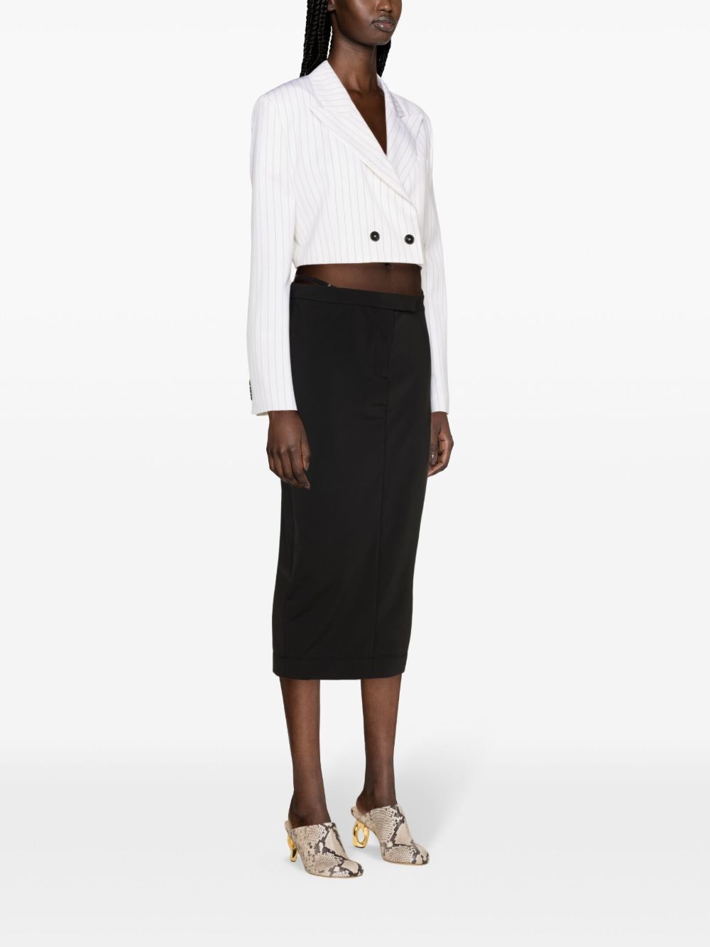 Blazer crop doppiopetto bianco gessato misto lana 3641MDG17247117 01 MSGM 