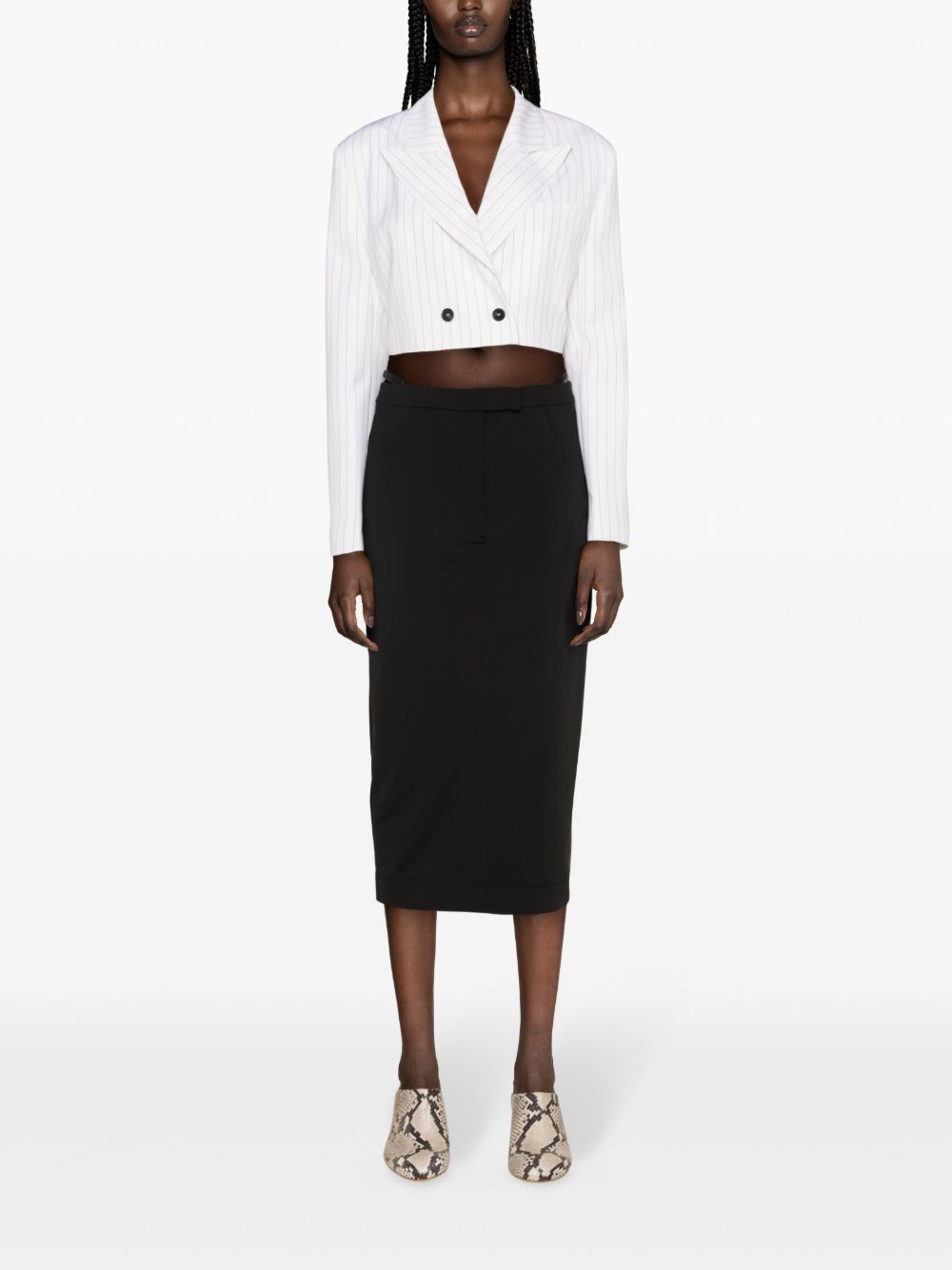 Blazer crop doppiopetto bianco gessato misto lana 3641MDG17247117 01 MSGM 