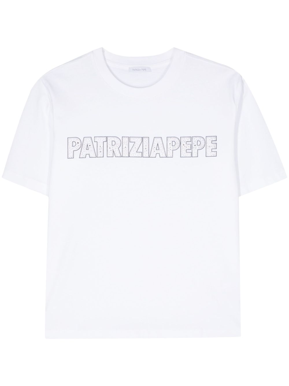 T-shirt bianca logo strass <BR/> 2M4389J089 W103 PATRIZIA PEPE 