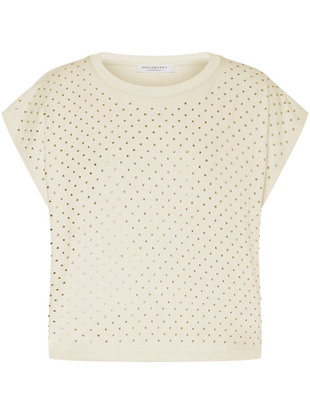 T-shirt crop avorio con strass A07012144 2004 PHILOSOPHY DONNA 