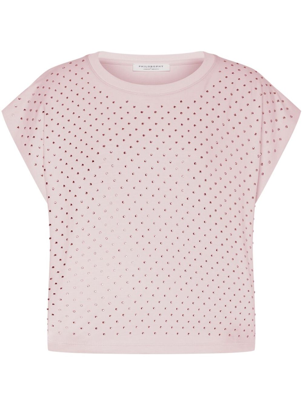 T-shirt crop rosa con strass A07012144 2131 PHILOSOPHY DONNA 