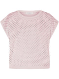 T-shirt crop rosa con strass