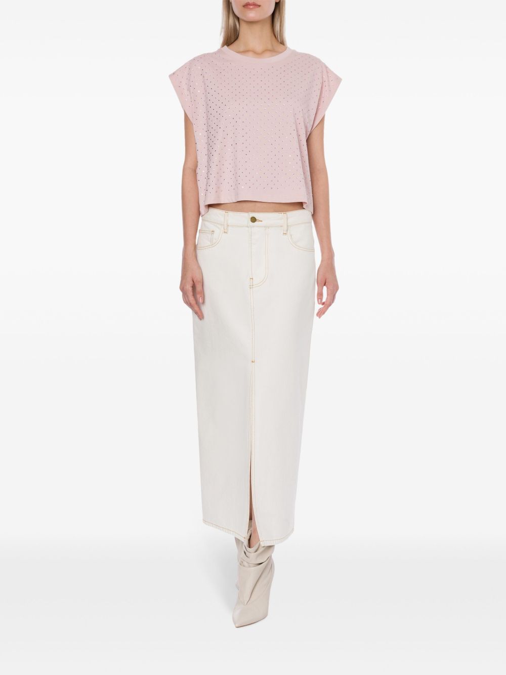 T-shirt crop rosa con strass A07012144 2131 PHILOSOPHY DONNA 