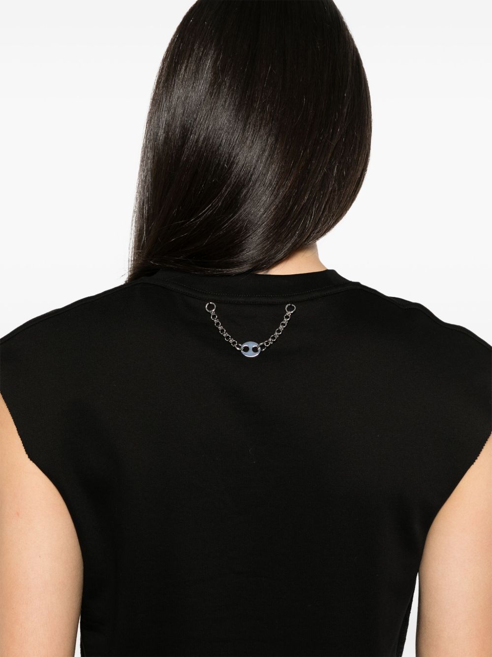 T-shirt nera dettaglio catena <BR/> 24EJTE157CO0508 P001 RABANNE 