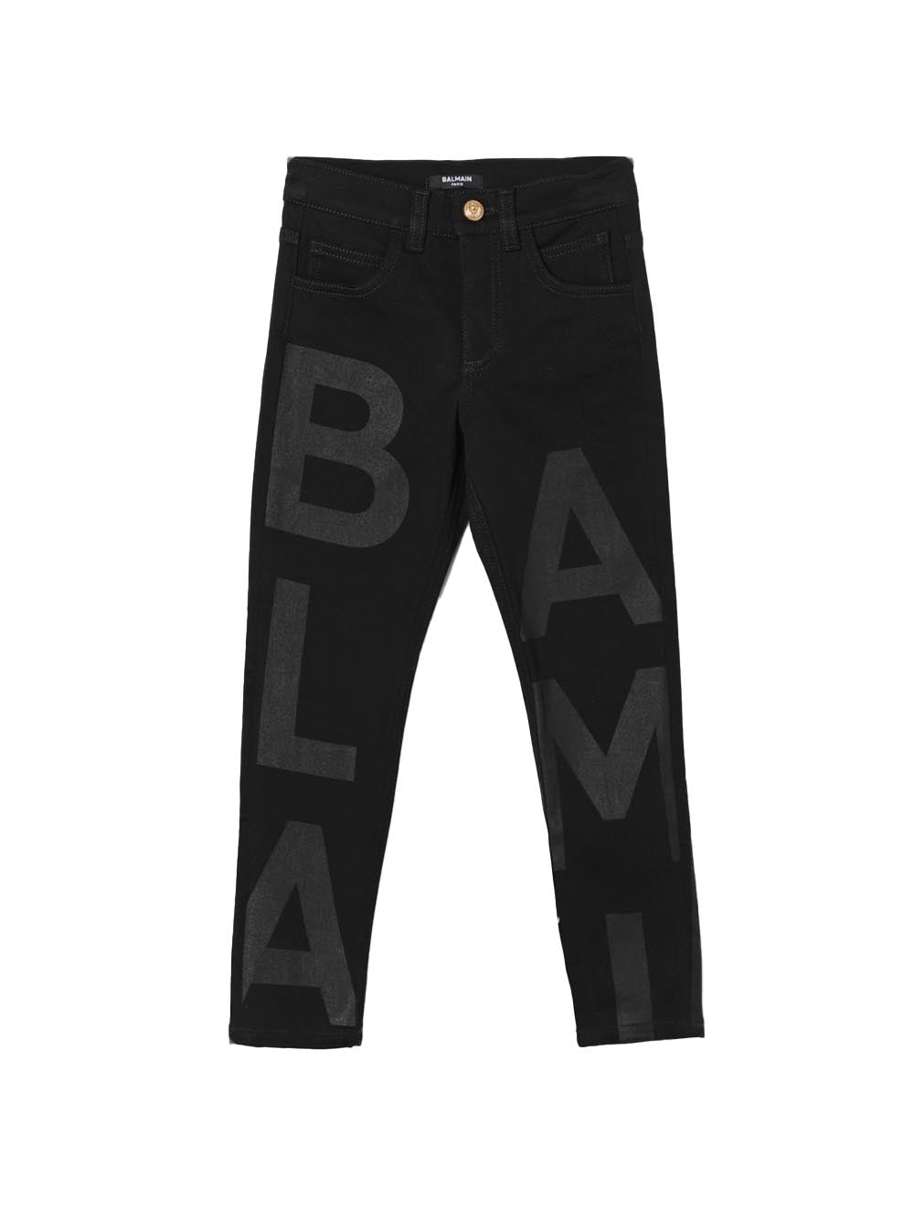 Pantalone nero big logo lettering BU6P30D0039 930NE BALMAIN KIDS 