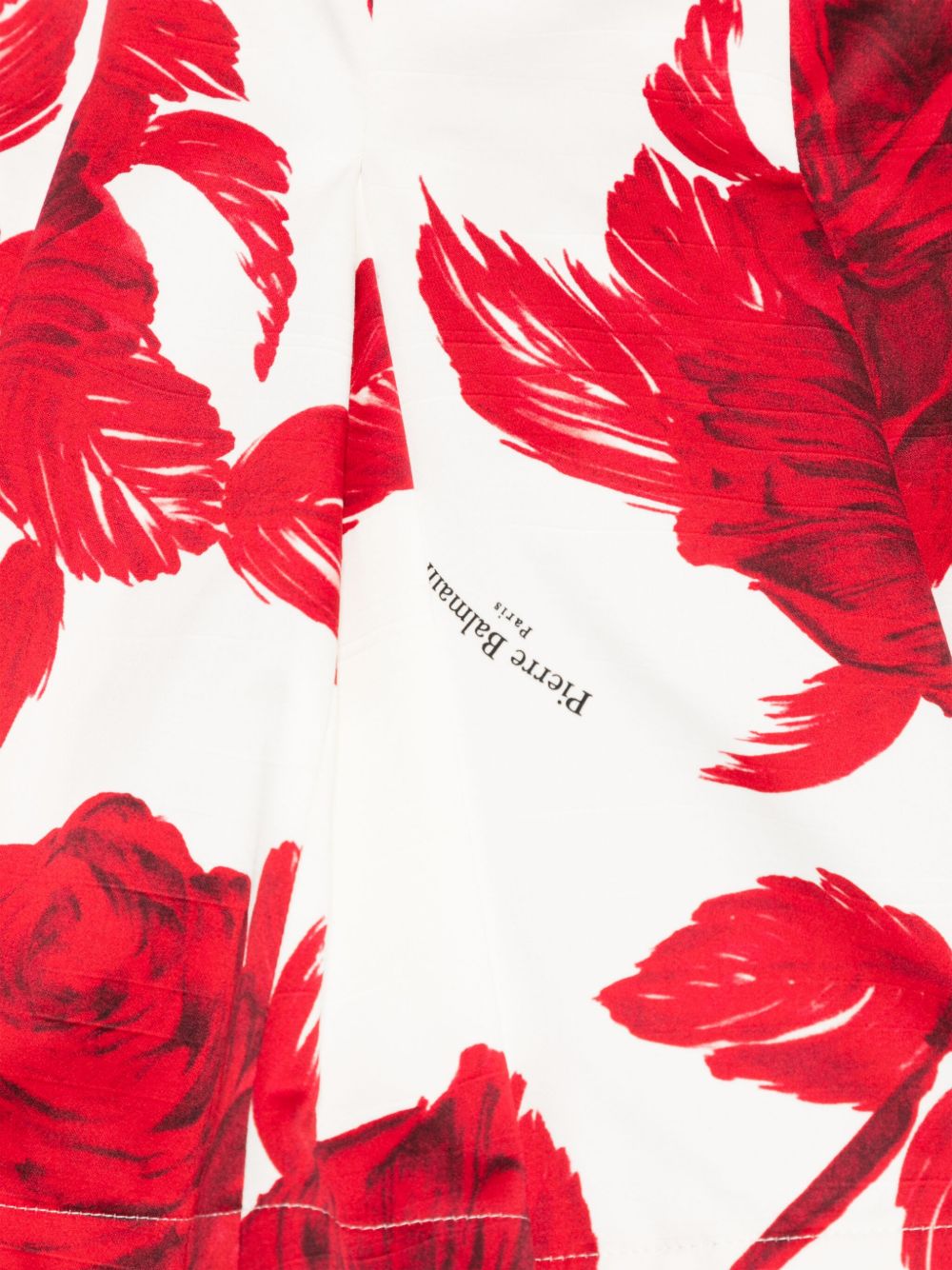 Abito avorio e rosso con fantasia floreale BW1E11G0175 102RO BALMAIN KIDS 