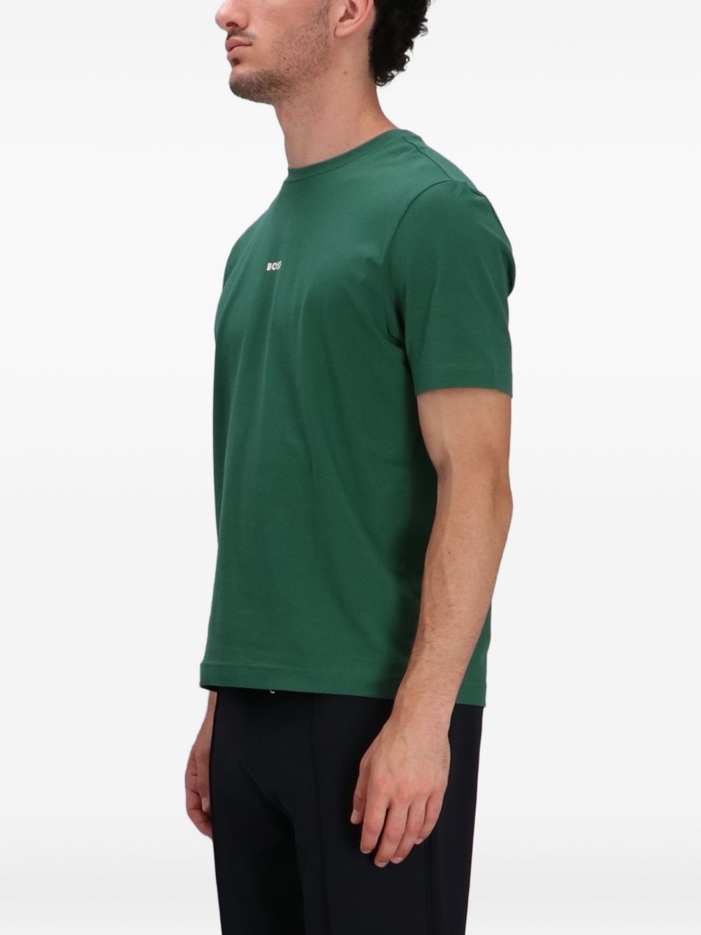 T-shirt verde mini logo petto 50473278 343 BOSS 