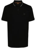 Polo passertip nera logo ricamo