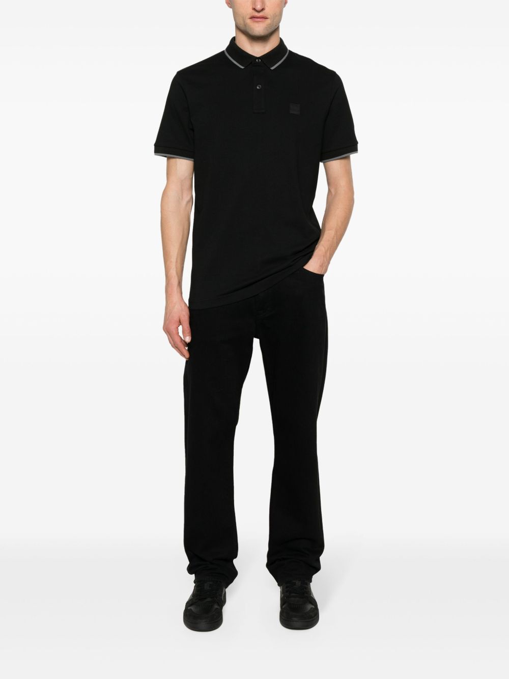 Polo passertip nera logo ricamo 50507699 001 BOSS 