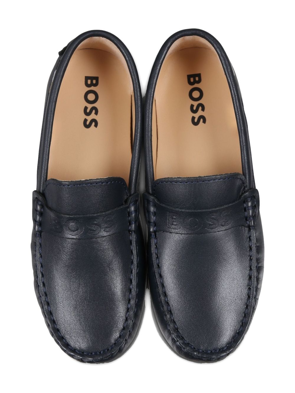 Mocassini blu logo inciso J51651 849 BOSS KIDSWEAR 