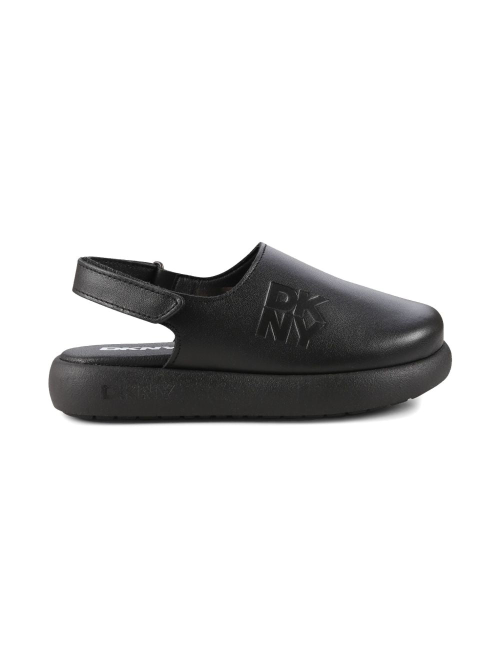 Sandali neri gommati logo inciso D62092 09B DKNY KIDS 