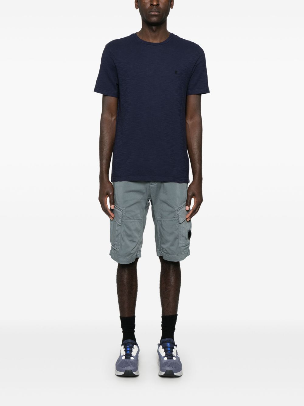 T-shirt blu mini logo ricamo US198JF0195UZL4 890 DONDUP 
