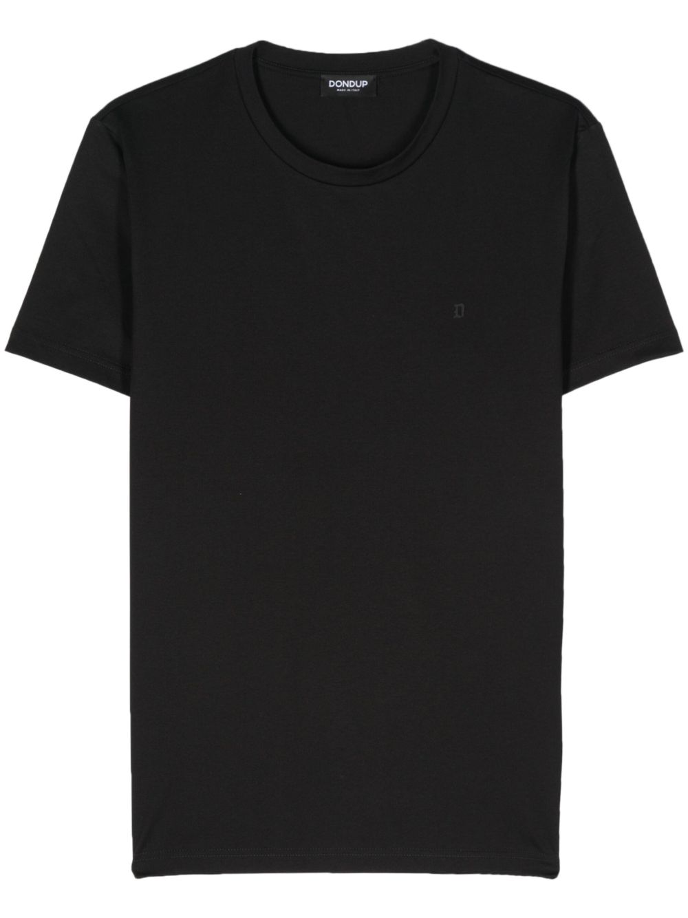 T-shirt nera logo gommato petto US198JF0271UZL4 999 DONDUP 