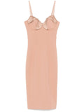 Crêpe dress with nude satin bows