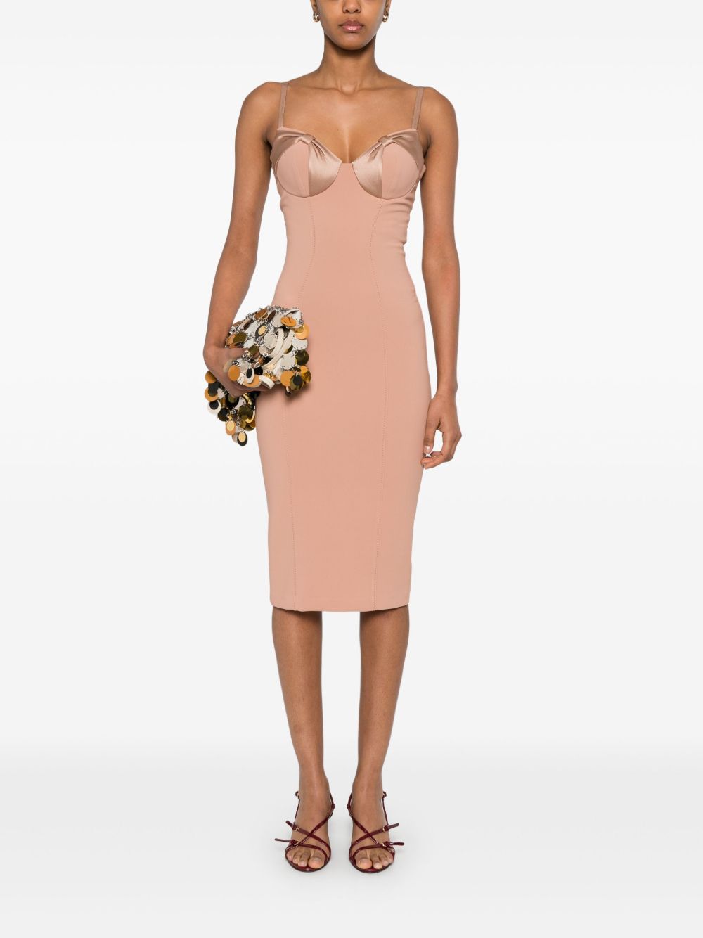 Abito in crêpe con fiocchi in raso nude AB70251E2 283 ELISABETTA FRANCHI 